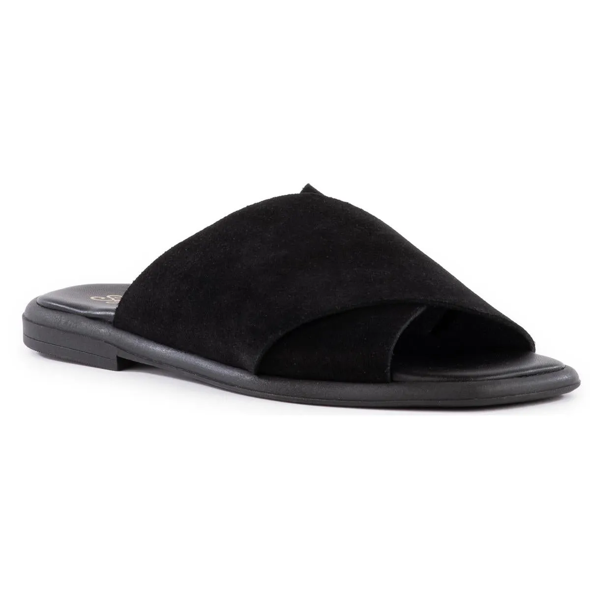 Upper Echelon Womens Criss-Cross Leather Slide Sandals