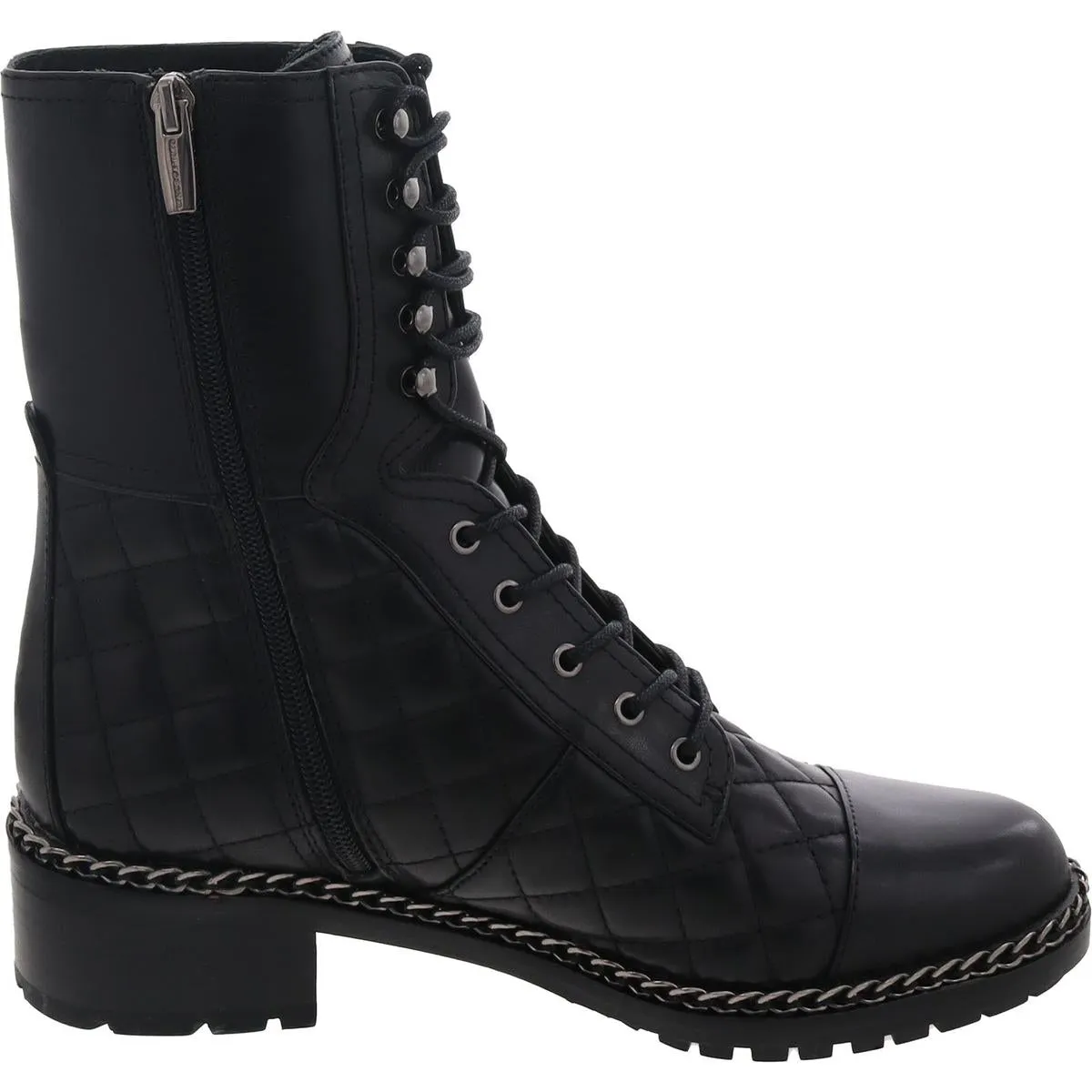 VCJOANIE Womens Zipper Leather Combat & Lace-Up Boots