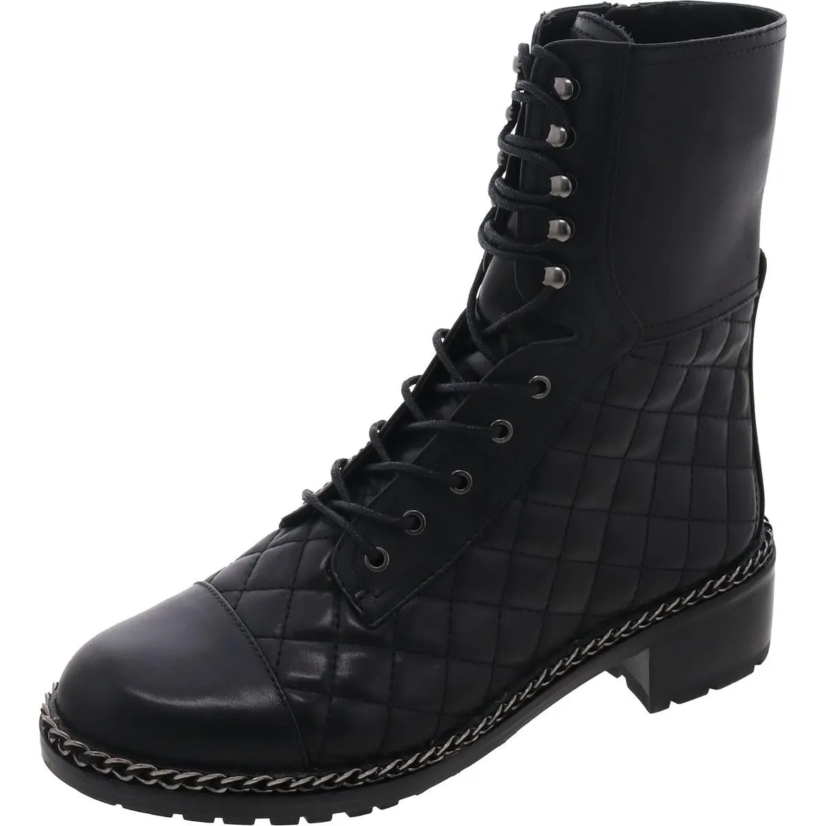 VCJOANIE Womens Zipper Leather Combat & Lace-Up Boots