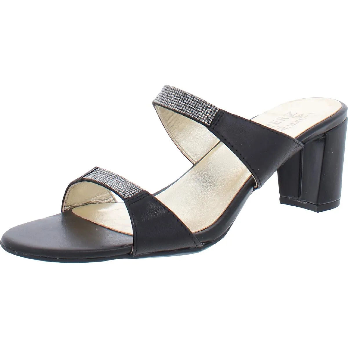 Venus 2 Womens Leather Rhinestone Mule Sandals