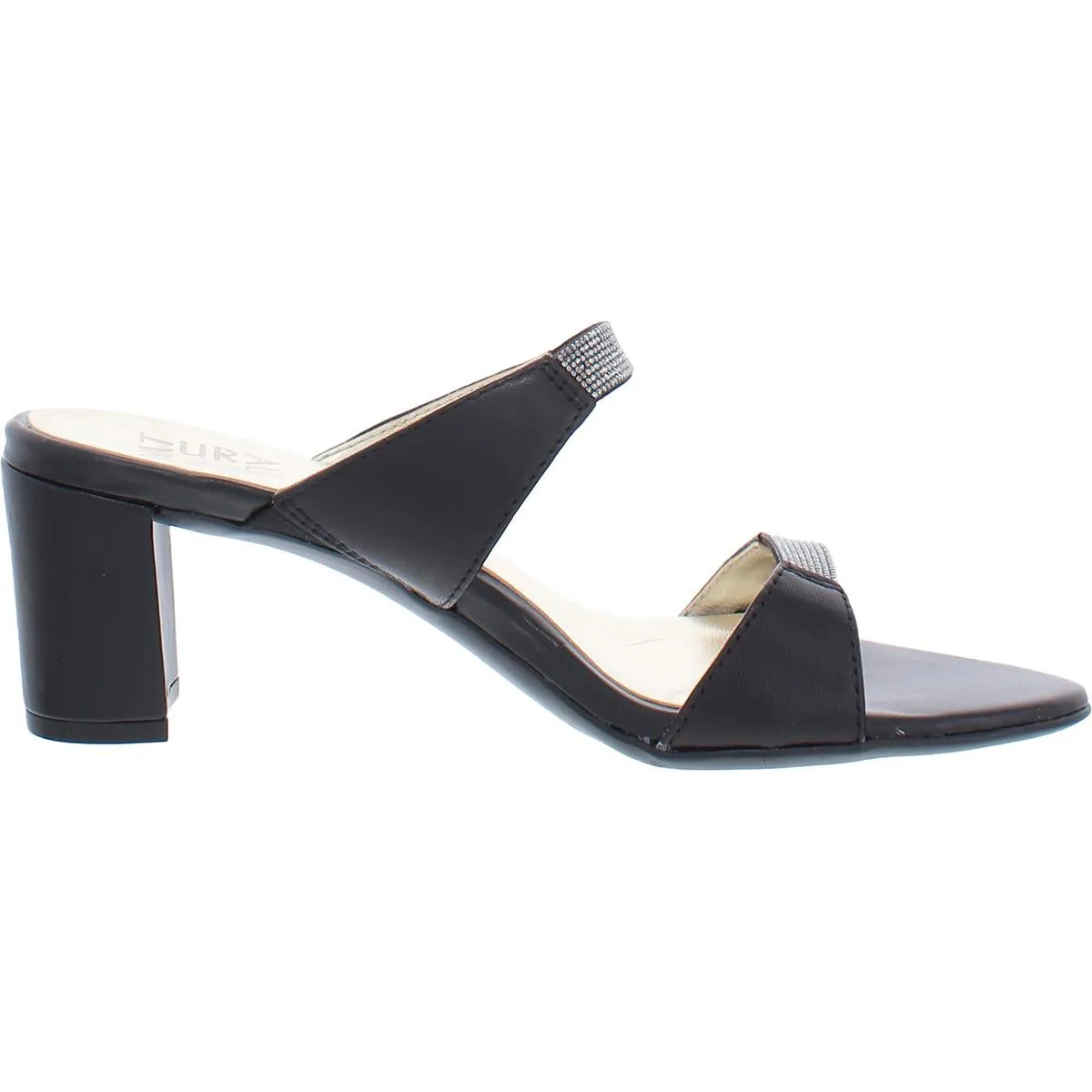 Venus 2 Womens Leather Rhinestone Mule Sandals