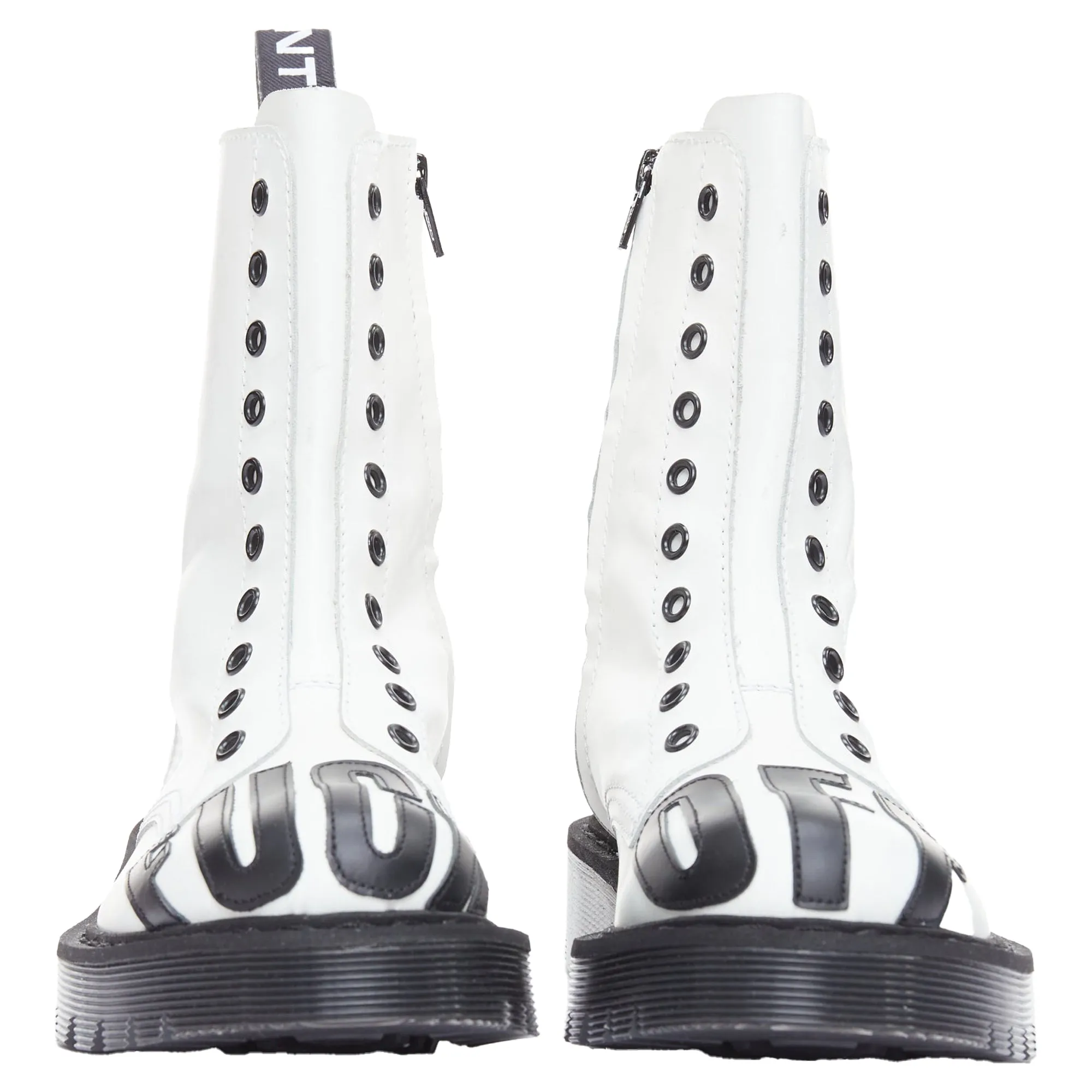 Vetements slogan leather combat boots