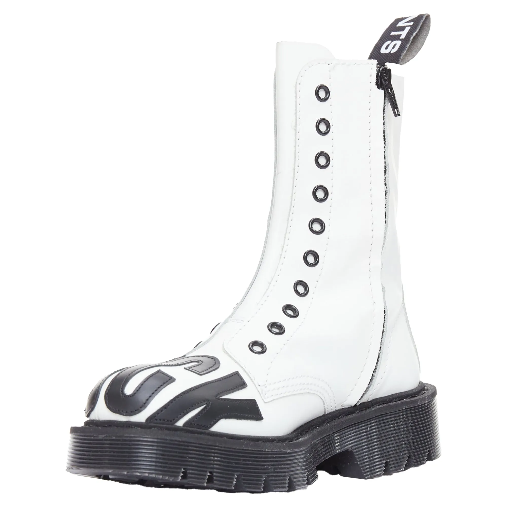 Vetements slogan leather combat boots