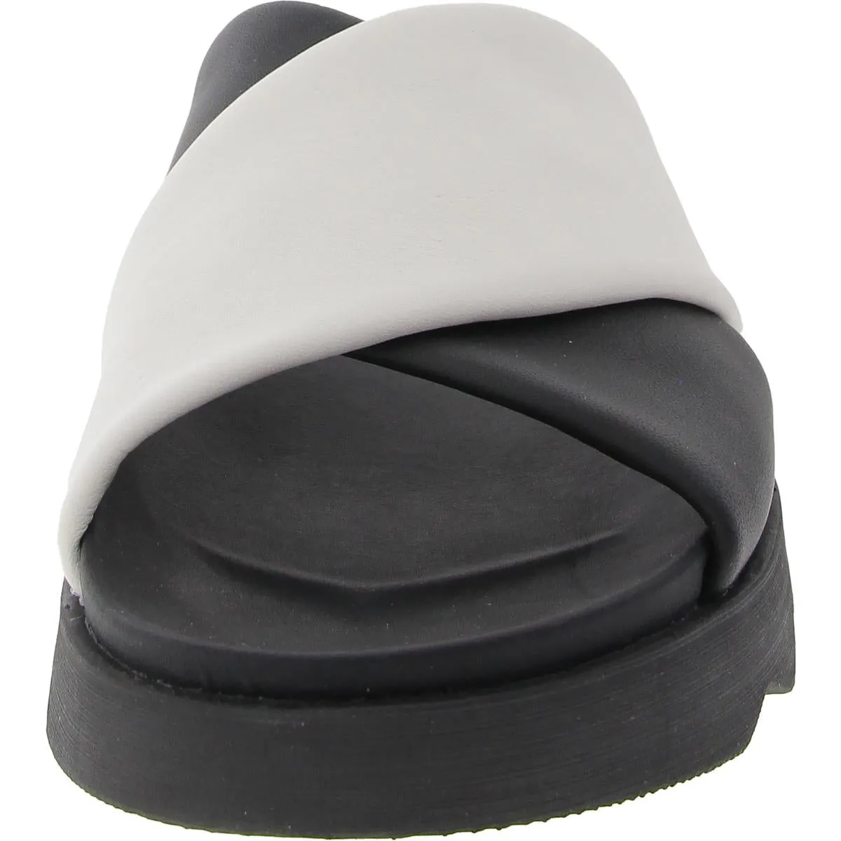 Viibe Crisscross Slide Womens Criss-Cross Faux Leather Slide Sandals
