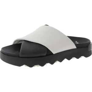 Viibe Crisscross Slide Womens Criss-Cross Faux Leather Slide Sandals