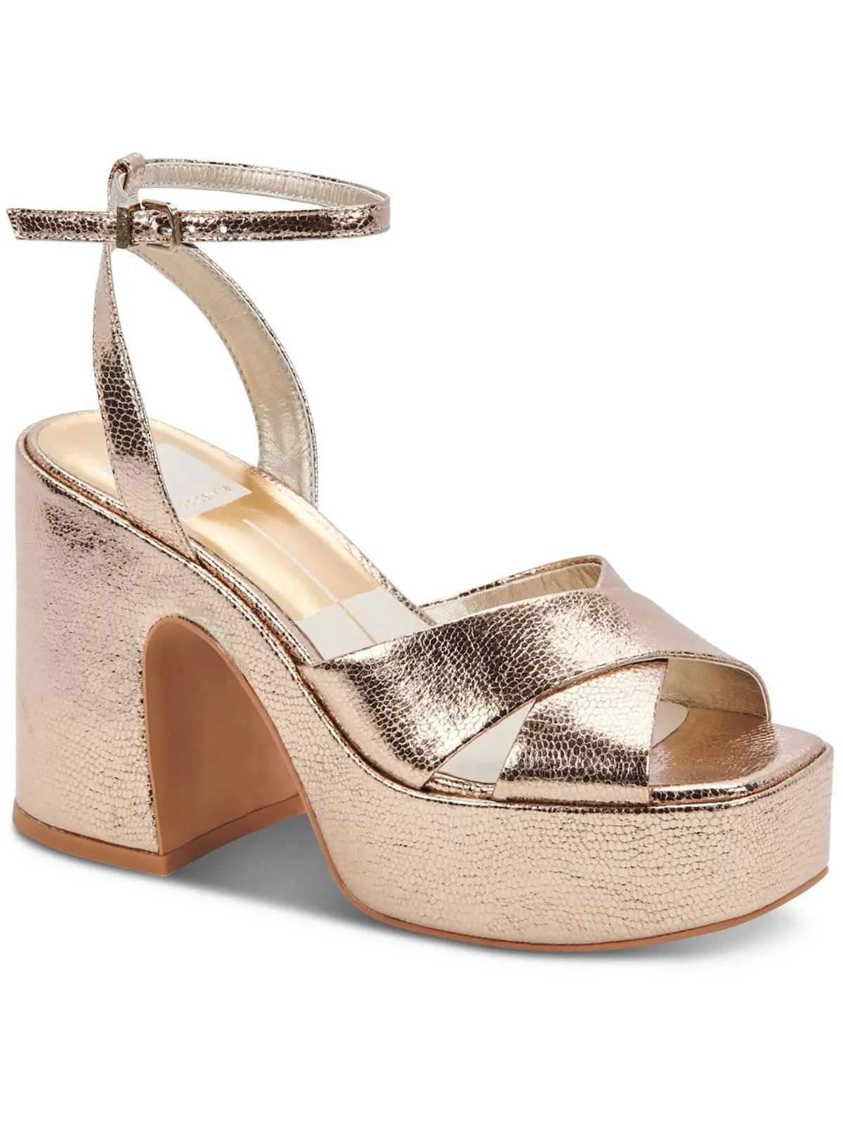 Wessi Womens Embossed Criss Cross Front Platform Sandals