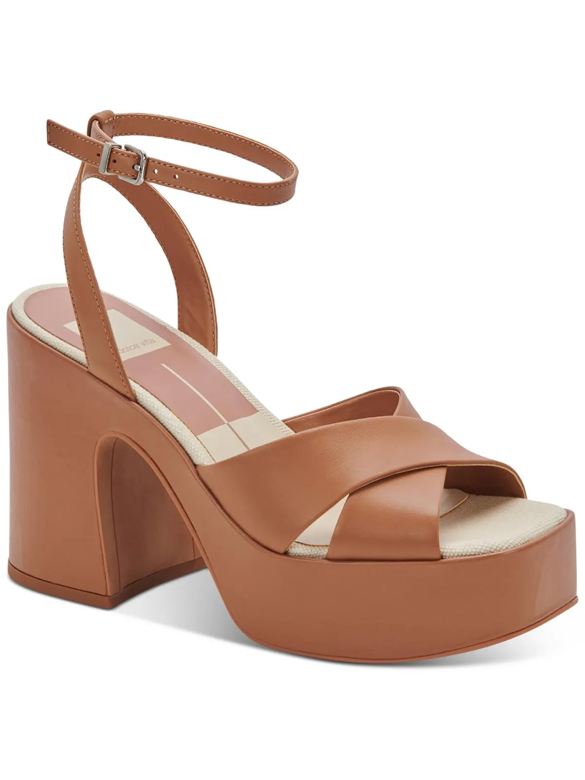 Wessi Womens Embossed Criss Cross Front Platform Sandals