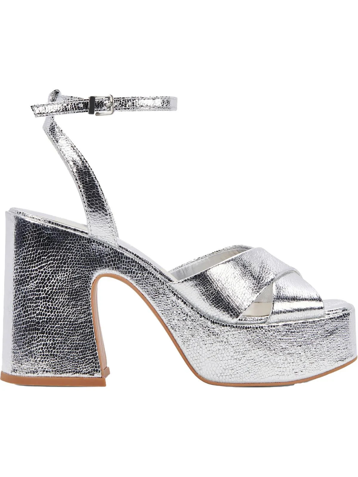 Wessi Womens Embossed Criss Cross Front Platform Sandals