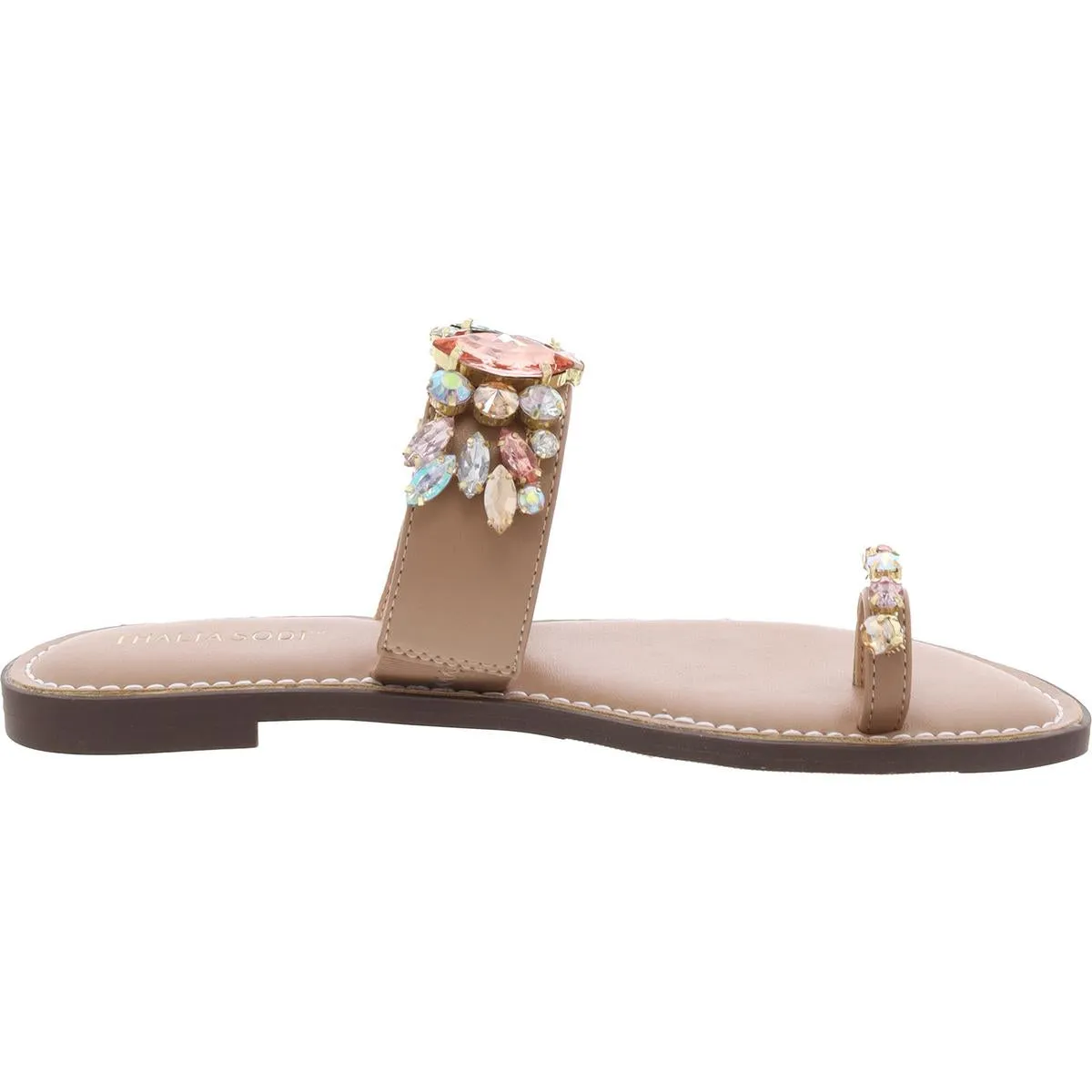 Weylin Womens Toe Loop Faux Leather Slide Sandals