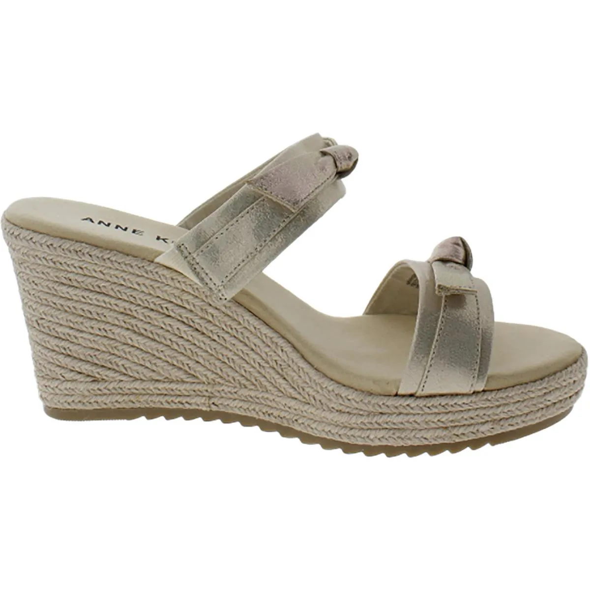 Whisper Womens Faux Leather Metallic Wedge Sandals