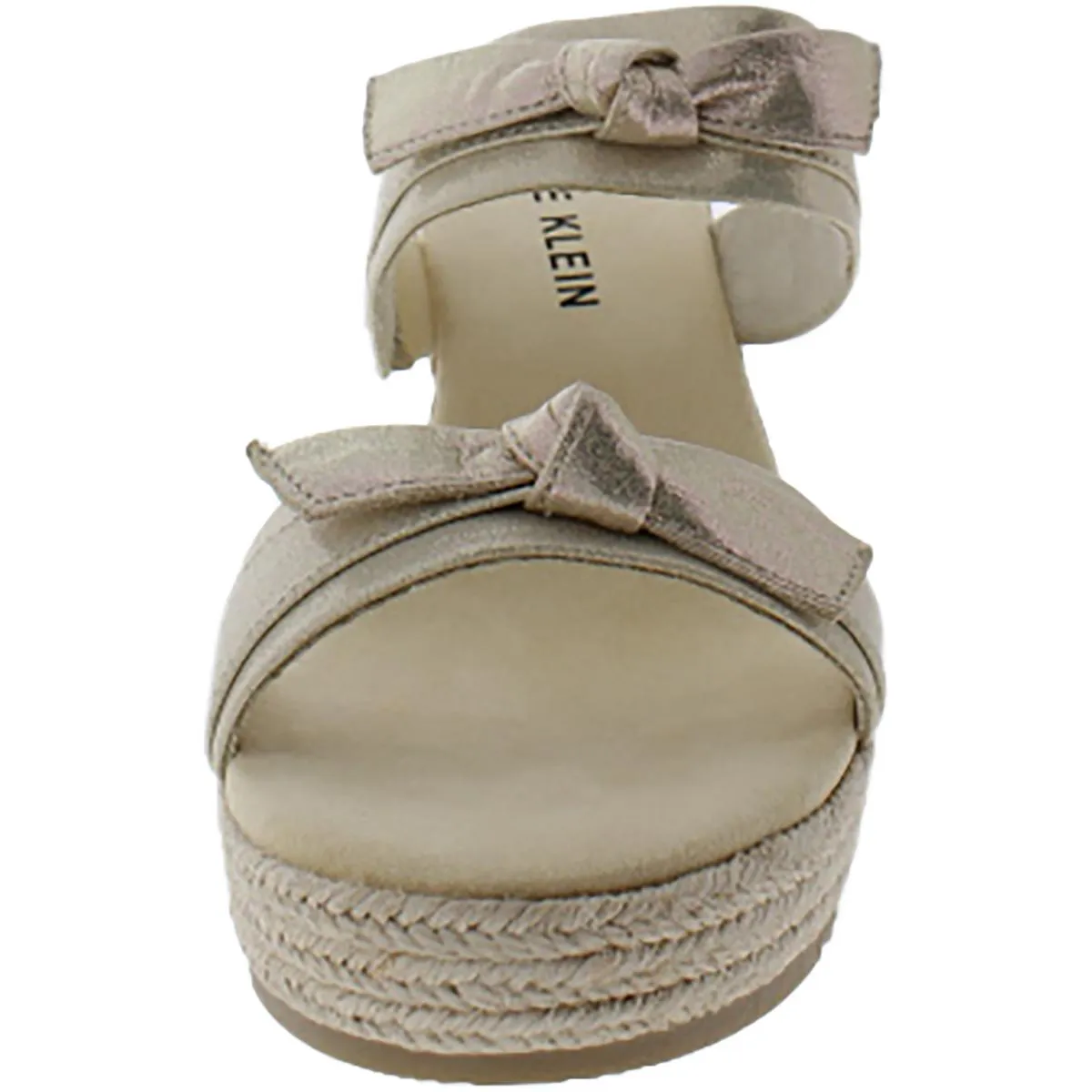 Whisper Womens Faux Leather Metallic Wedge Sandals