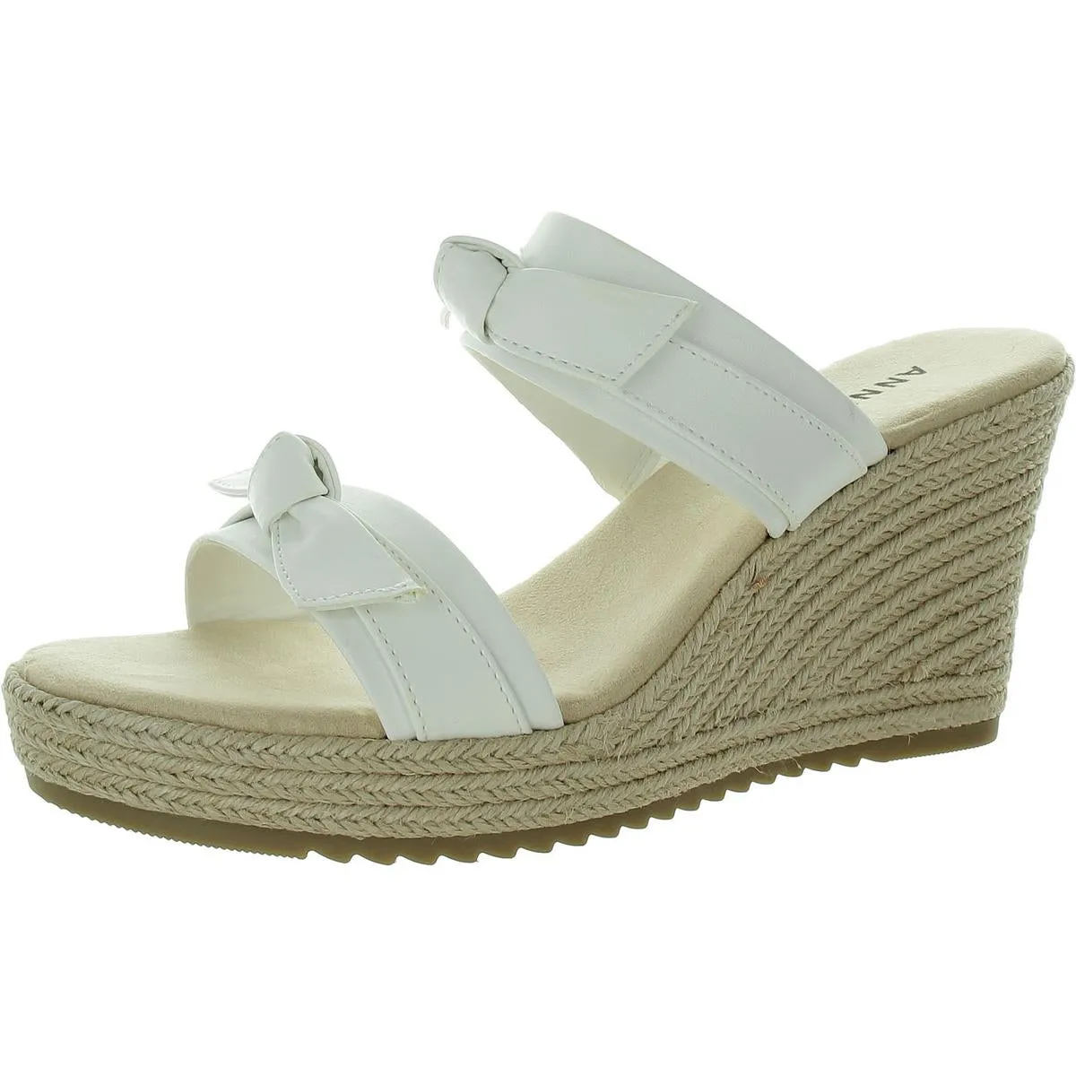 Whisper Womens Faux Leather Metallic Wedge Sandals