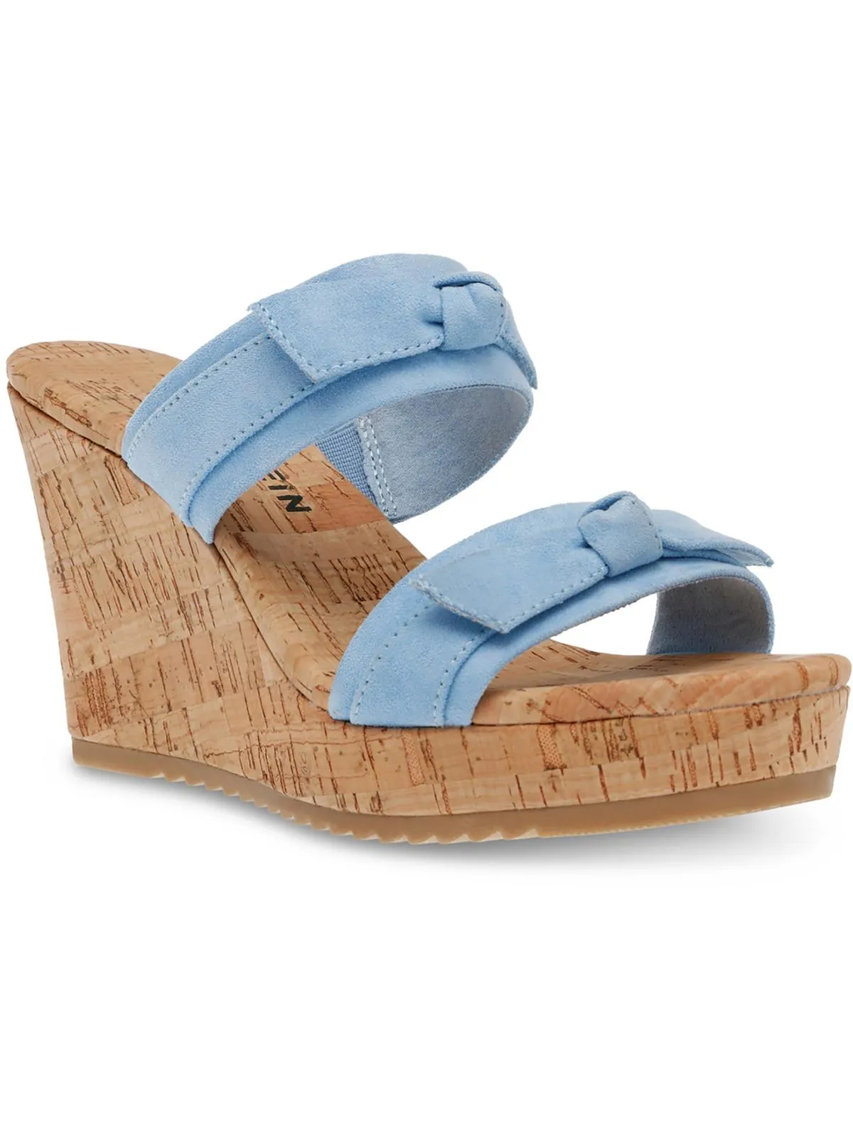 Whisper Womens Faux Leather Metallic Wedge Sandals
