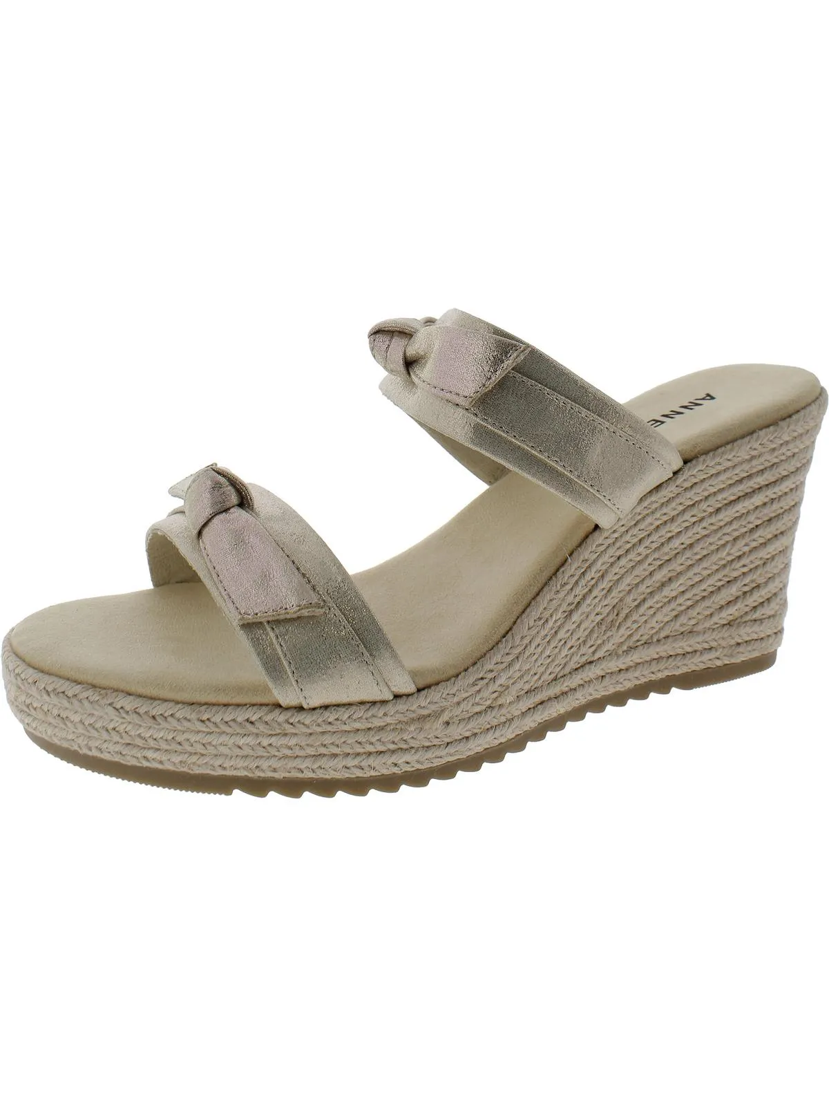 Whisper Womens Faux Leather Metallic Wedge Sandals