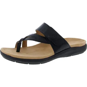 Wilamena Womens Toe Loop Faux Leather Flip-Flops