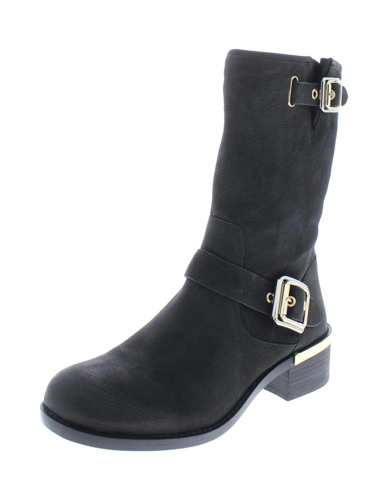 Windy Womens Buckle Moto Mid-Calf Boots