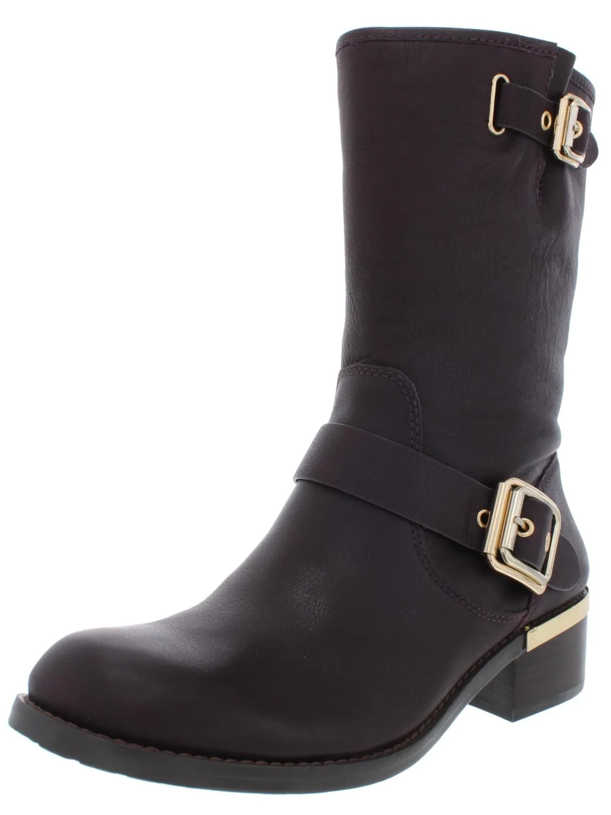 Windy Womens Buckle Moto Mid-Calf Boots