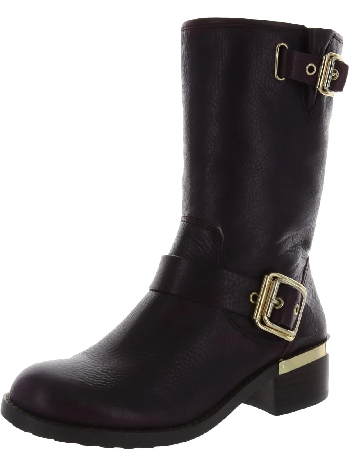 Windy Womens Buckle Moto Mid-Calf Boots