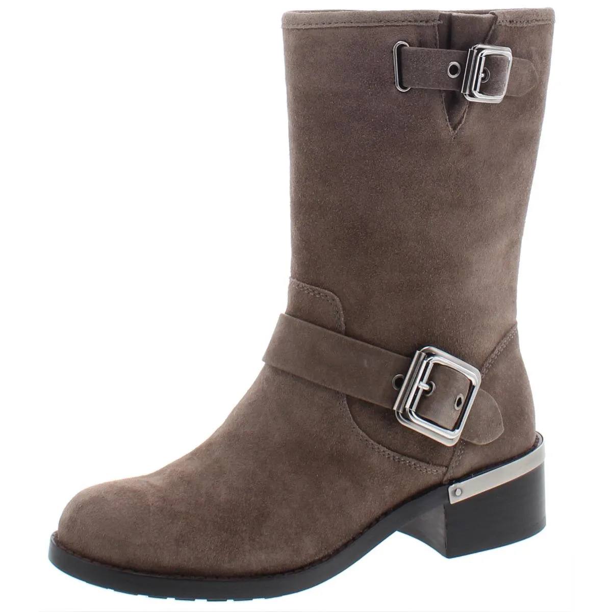 Windy Womens Buckle Moto Mid-Calf Boots