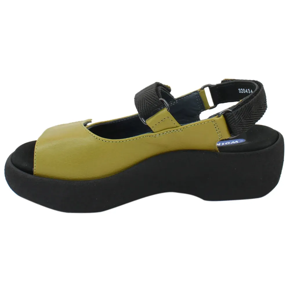 Wolky Jewel Olive Green Leather Sandal (Women's)