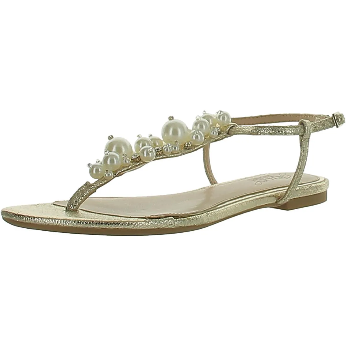 Womens Adjustable Embellished T-Strap Sandals