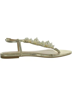 Womens Adjustable Embellished T-Strap Sandals