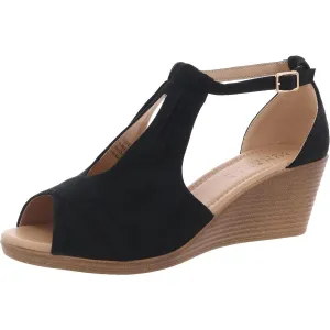 Womens Adjustable Faux Suede Wedge Sandals
