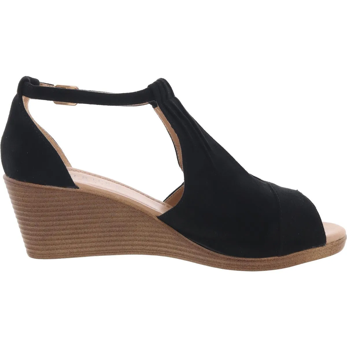 Womens Adjustable Faux Suede Wedge Sandals
