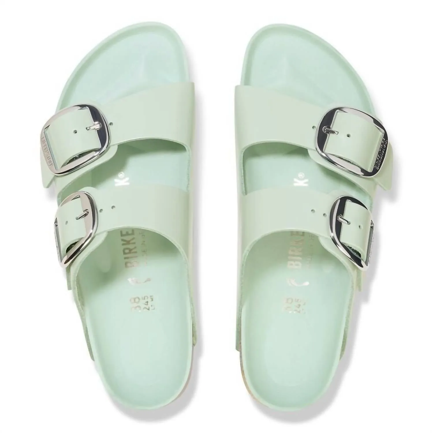 Women's Arizona Big Buckle High Shine Sandals In High Shine Surf Green