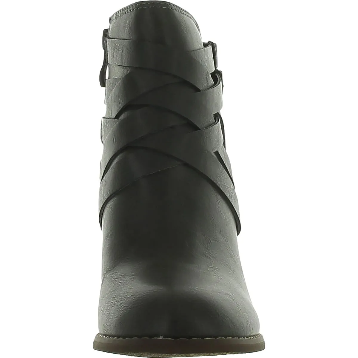 Womens Block Heel Buckle Mid-Calf Boots