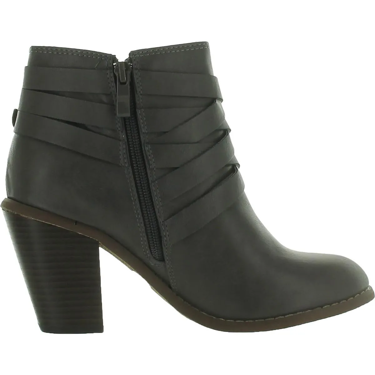 Womens Block Heel Buckle Mid-Calf Boots