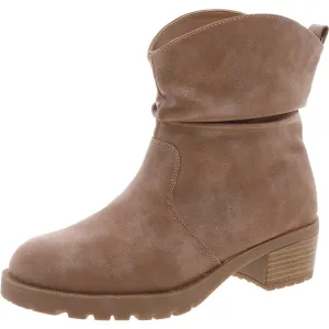 Womens Block Heel Faux Leather Chelsea Boots
