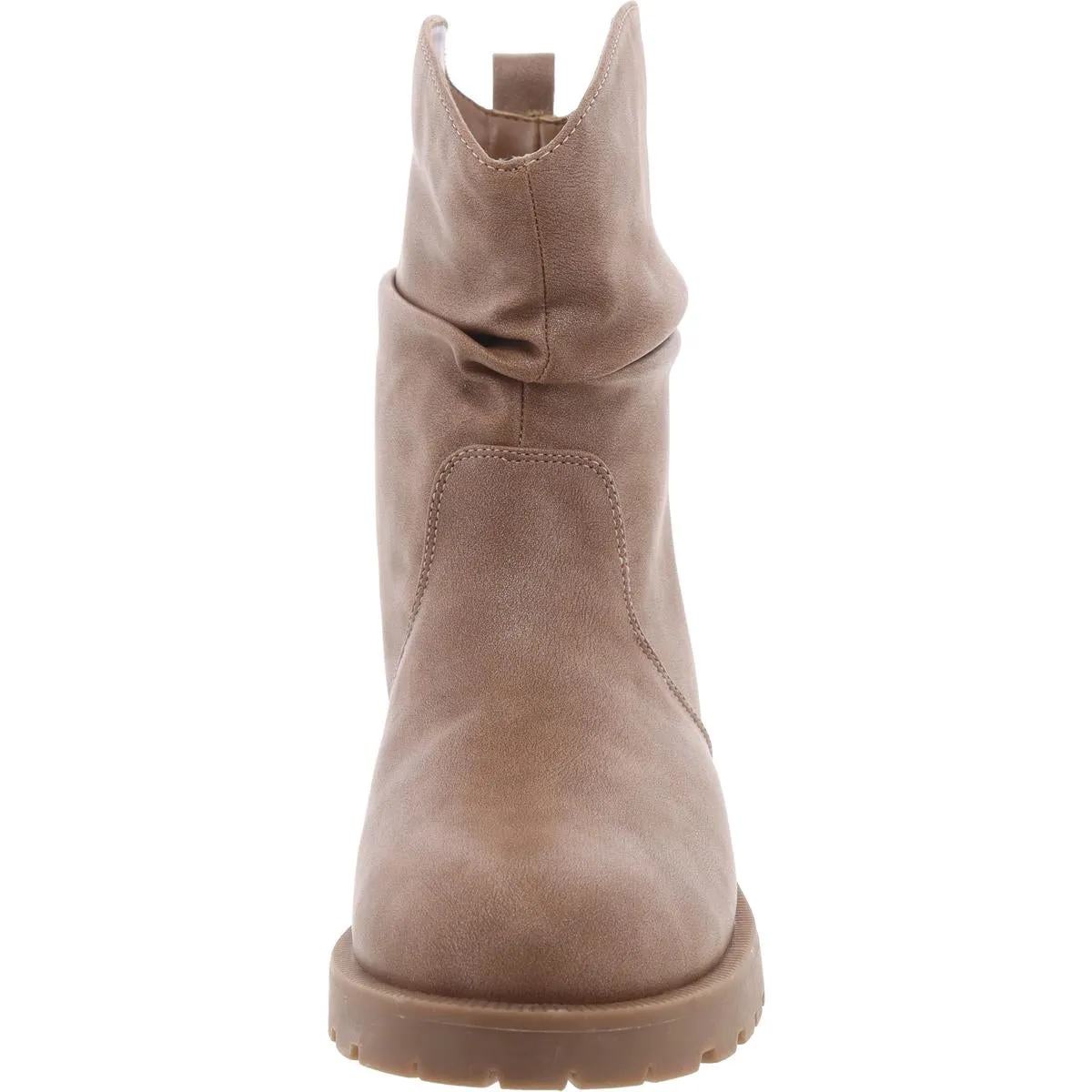 Womens Block Heel Faux Leather Chelsea Boots