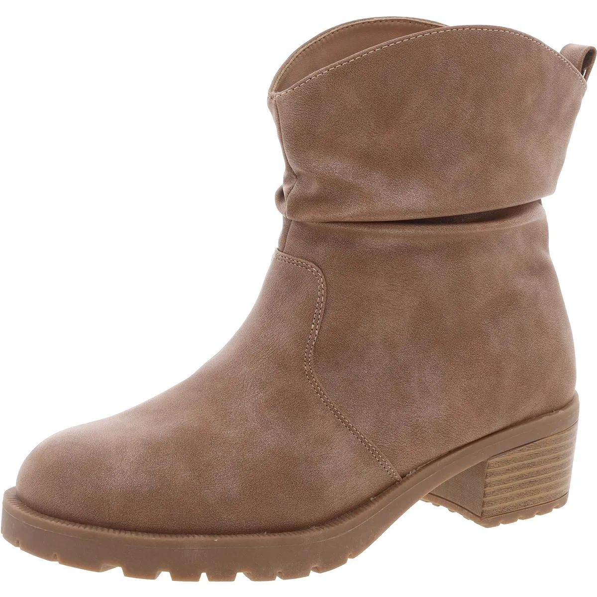 Womens Block Heel Faux Leather Chelsea Boots