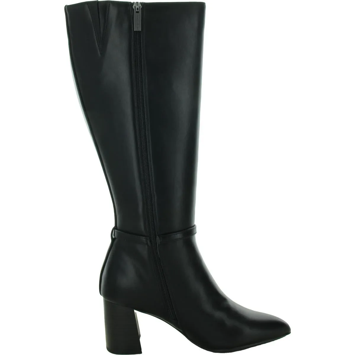 Womens Block Heel Faux Leather Knee-High Boots