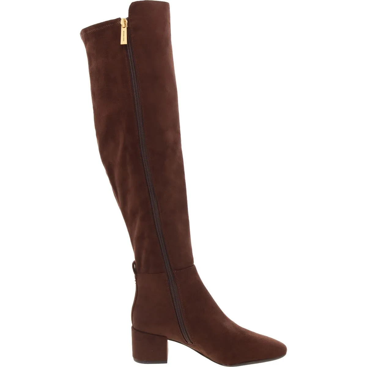 Womens Block Heel Faux Suede Knee-High Boots