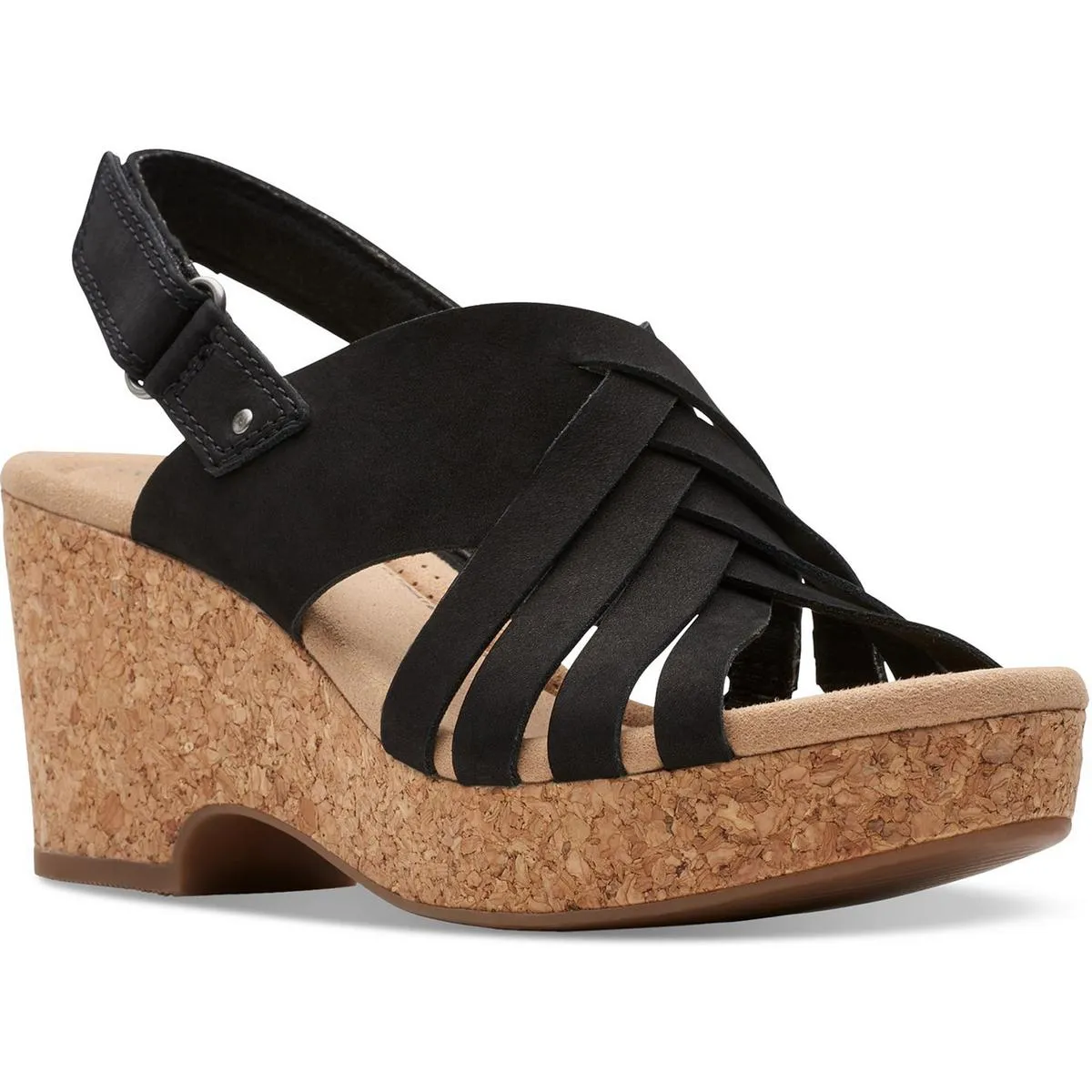 Womens Block Heel Manmade Wedge Sandals