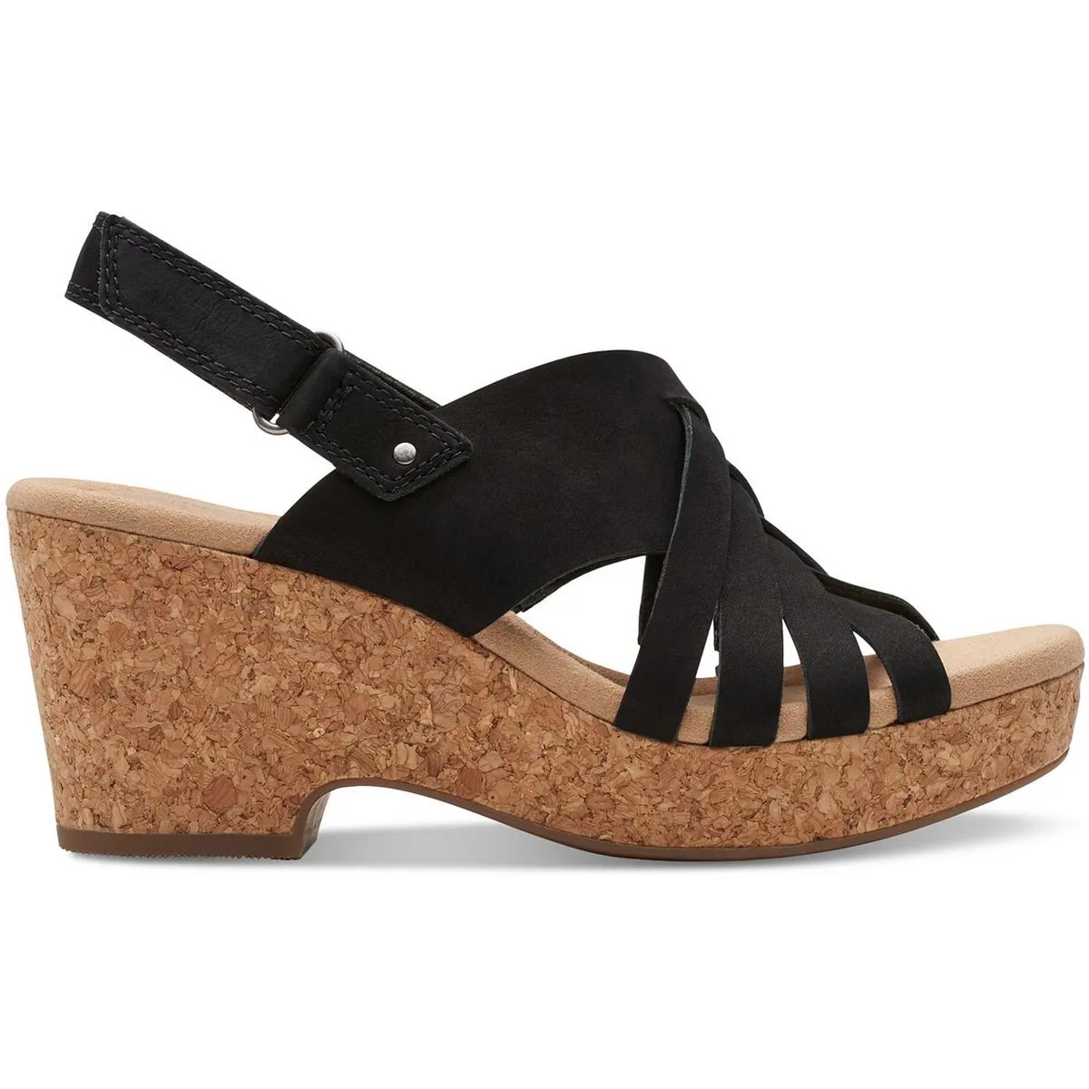 Womens Block Heel Manmade Wedge Sandals