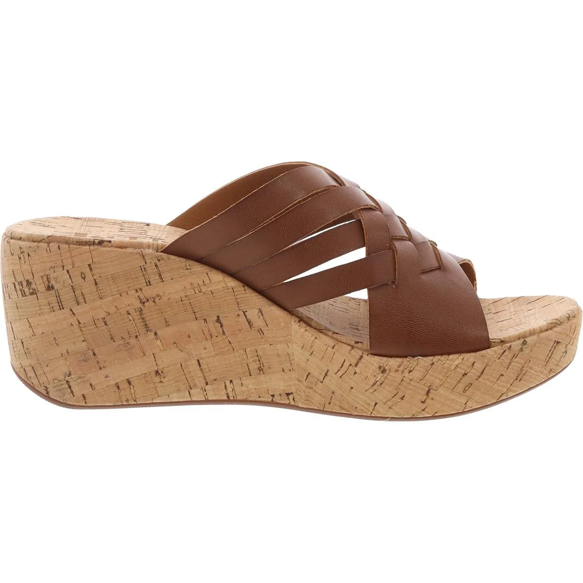 Womens Braided Faux Leather Wedge Sandals