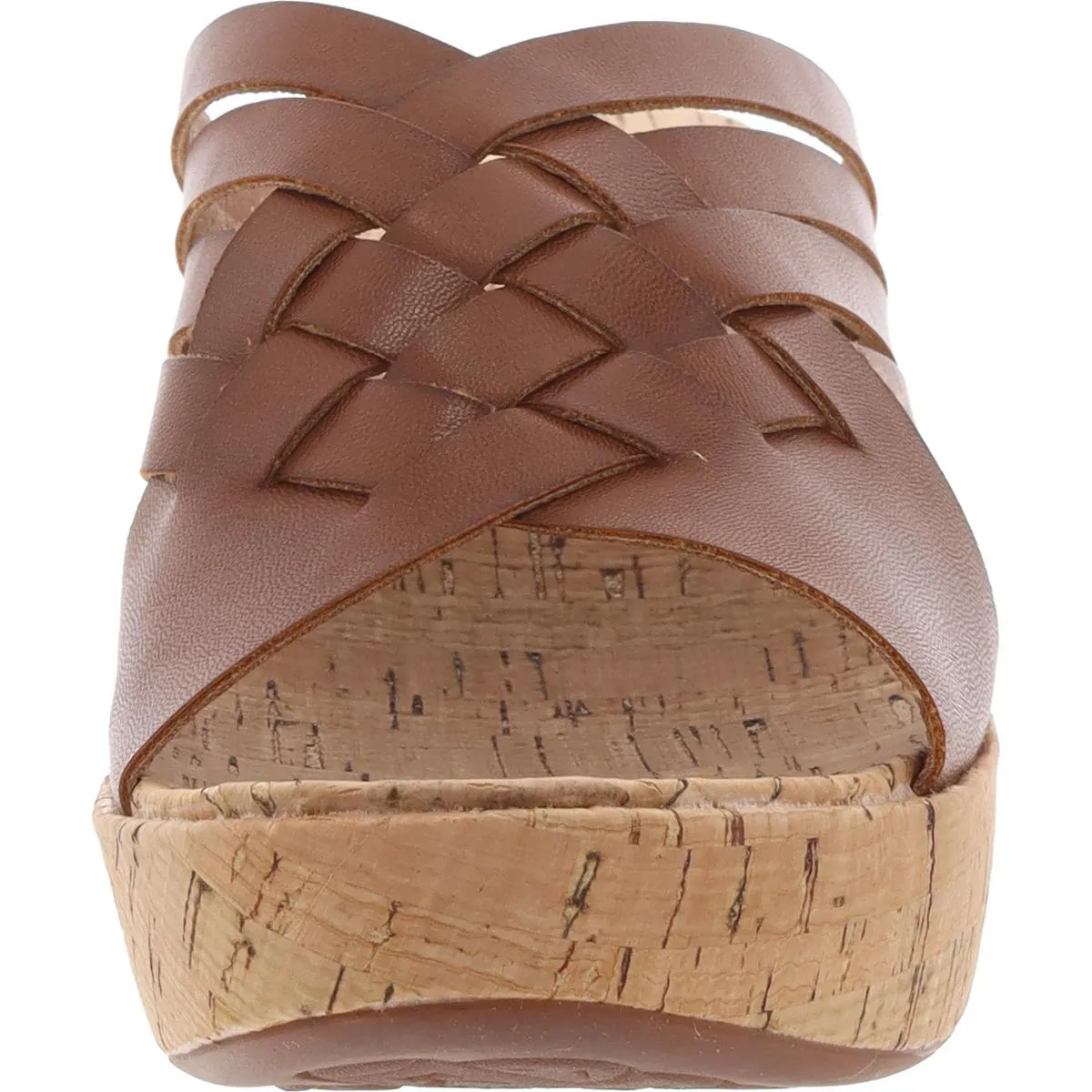 Womens Braided Faux Leather Wedge Sandals