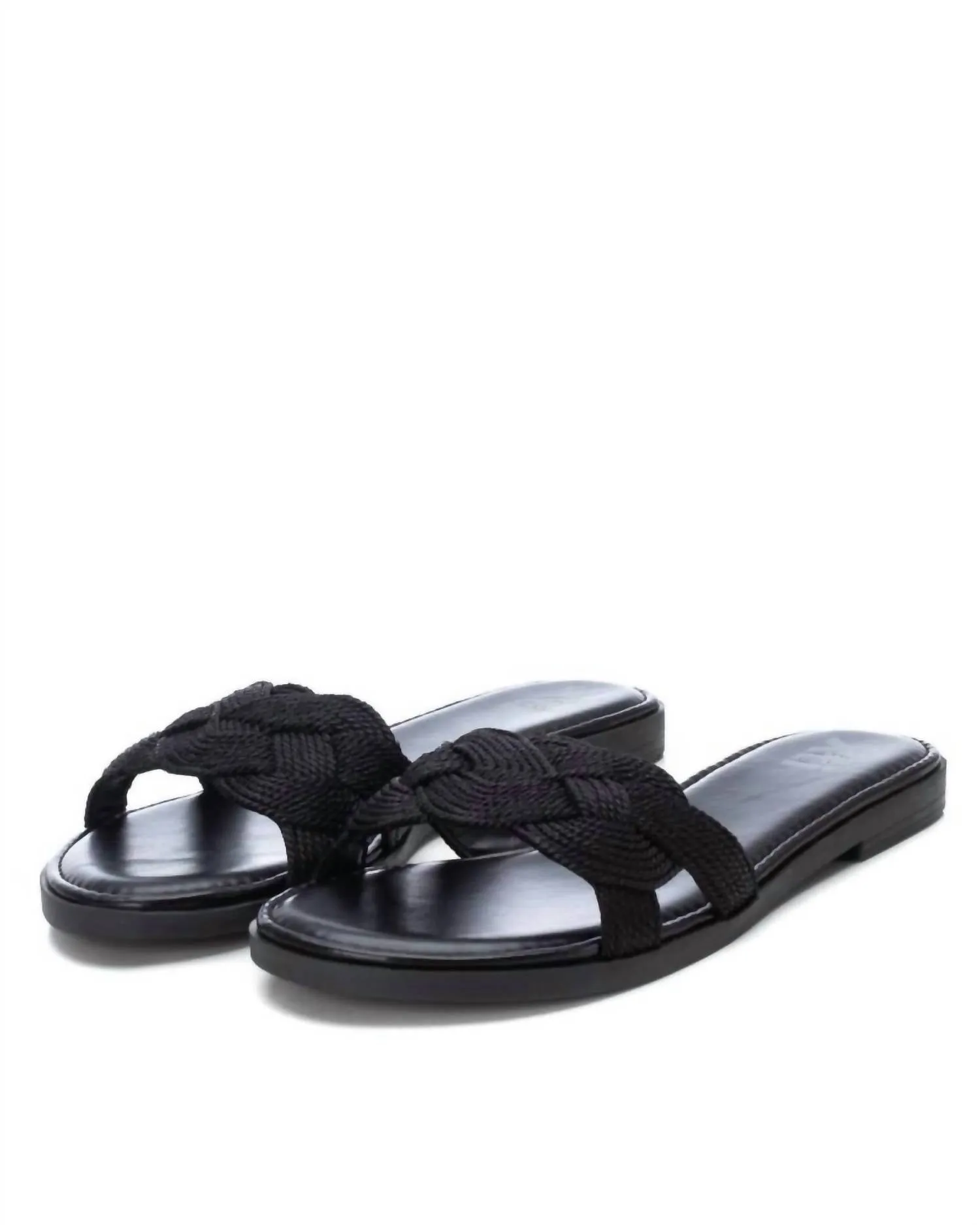 Women's Braided Flat Sandals In Black