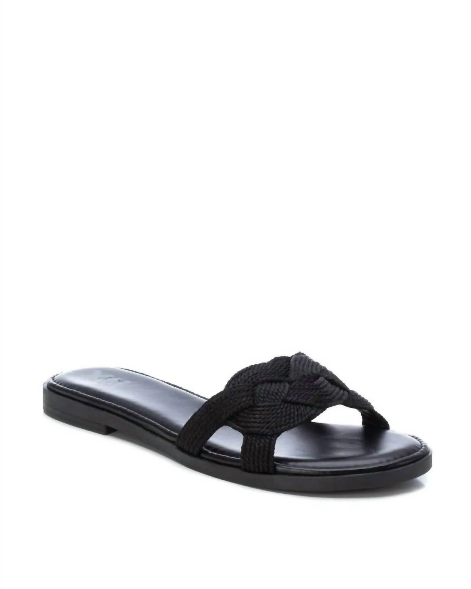 Women's Braided Flat Sandals In Black
