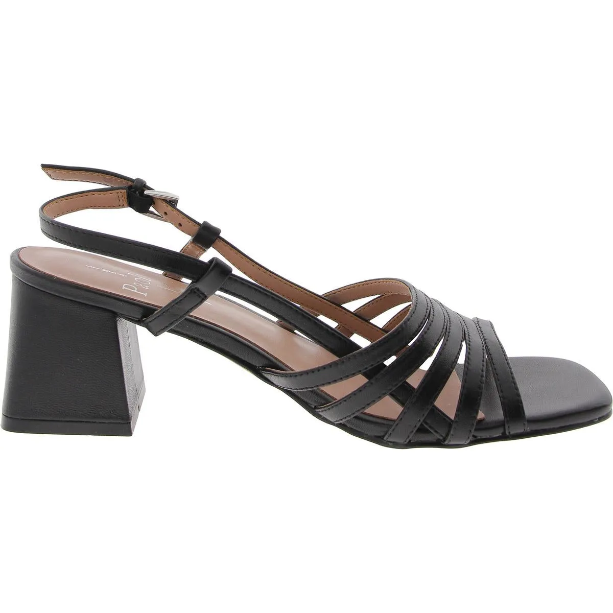 Womens Buckle Faux Leather Strappy Sandals