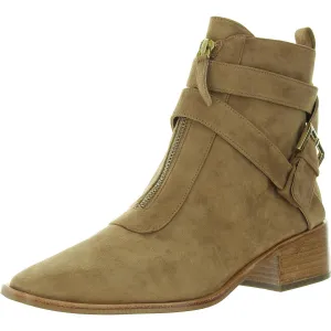 Womens Buckle Faux Suede Ankle Boots