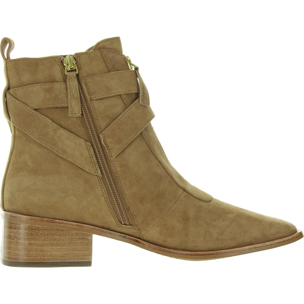 Womens Buckle Faux Suede Ankle Boots
