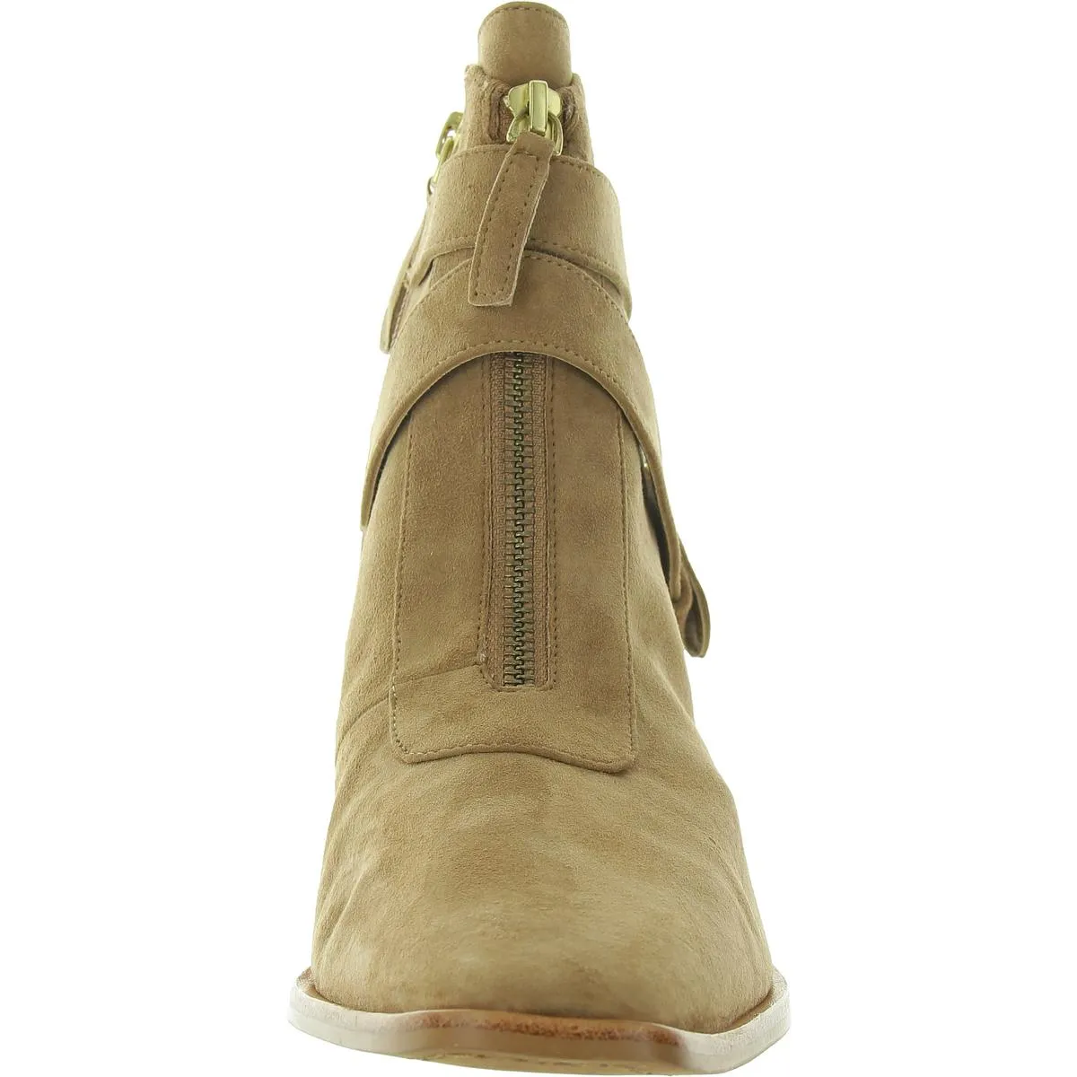 Womens Buckle Faux Suede Ankle Boots