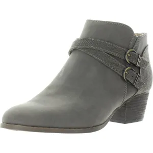 Womens Buckle Faux Suede Booties