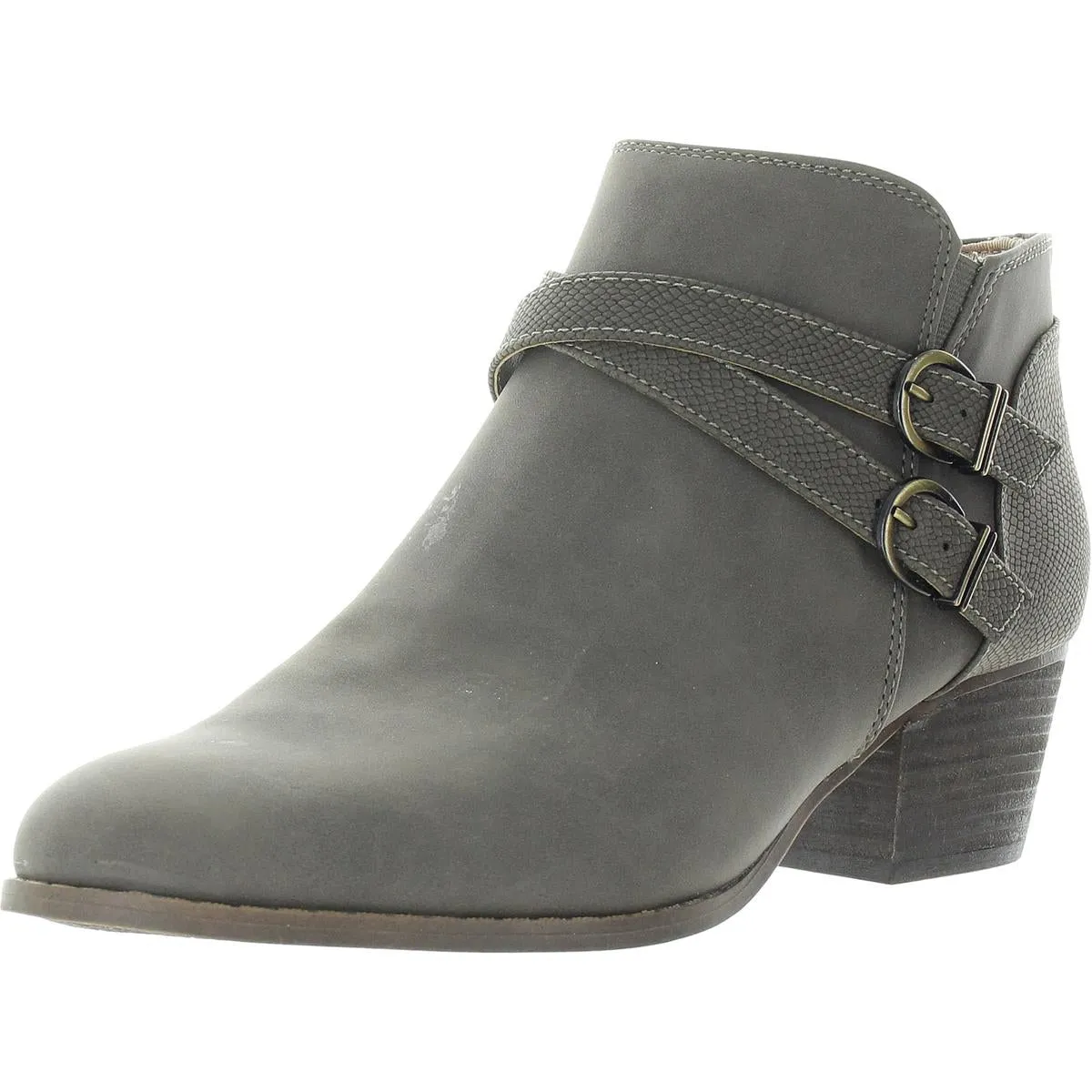 Womens Buckle Faux Suede Booties