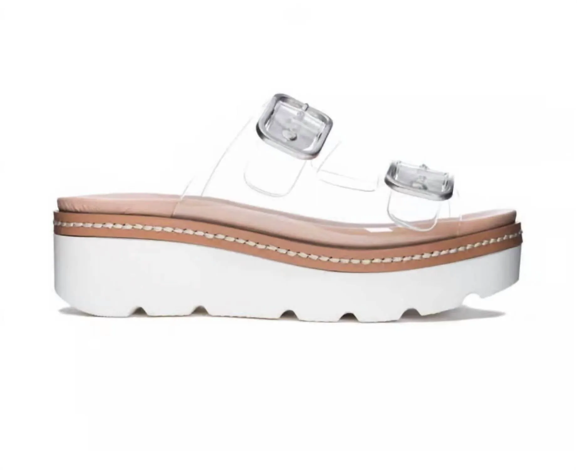 Women's Buckled Platform Wedge Sandal In Clear