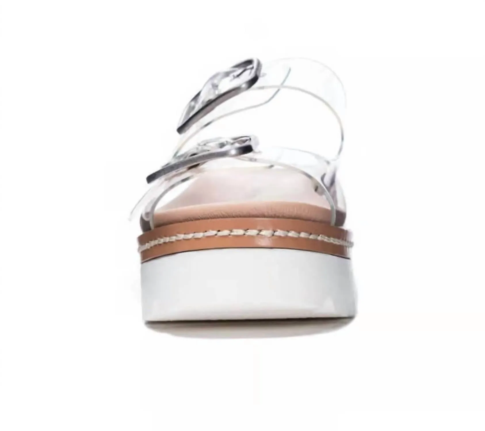 Women's Buckled Platform Wedge Sandal In Clear
